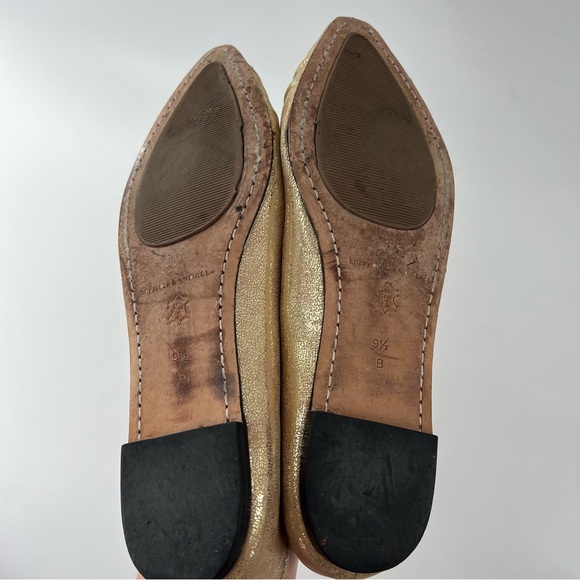 Leoffler Randall Gold Metallic Crackle Pointed Flats 9.5 - Picture 9 of 14